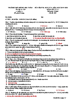 Đề kiểm tra học kỳ II môn Vật lý Lớp 11 - Mã đề 002 - Năm học 2019-2020 - Trường THPT Hoàng Hoa Thám